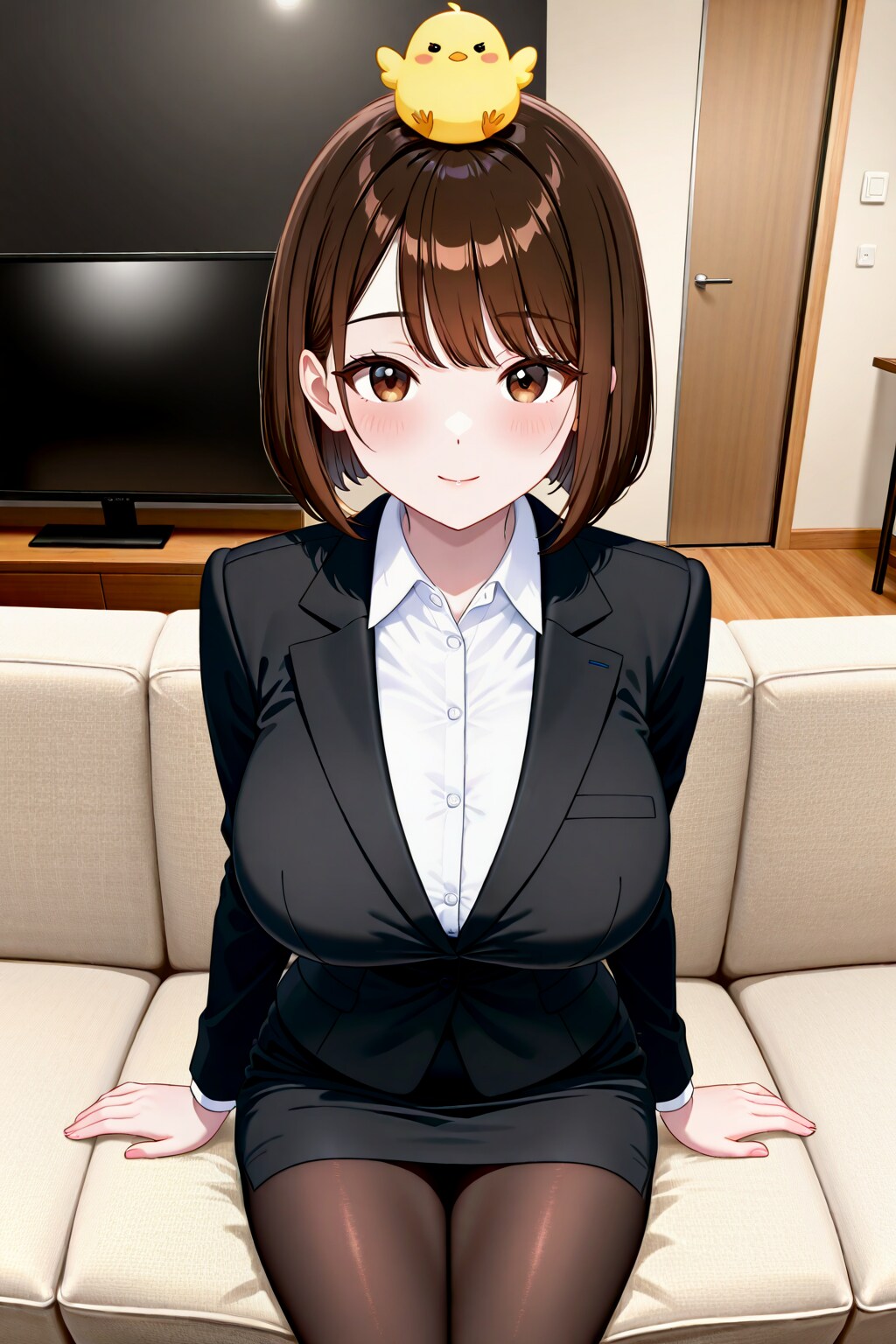 うちの子にひよこを乗せる