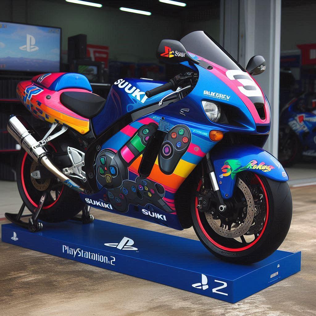 プレイステーション2カラーのスズキ隼 | の人気AIイラスト・グラビア