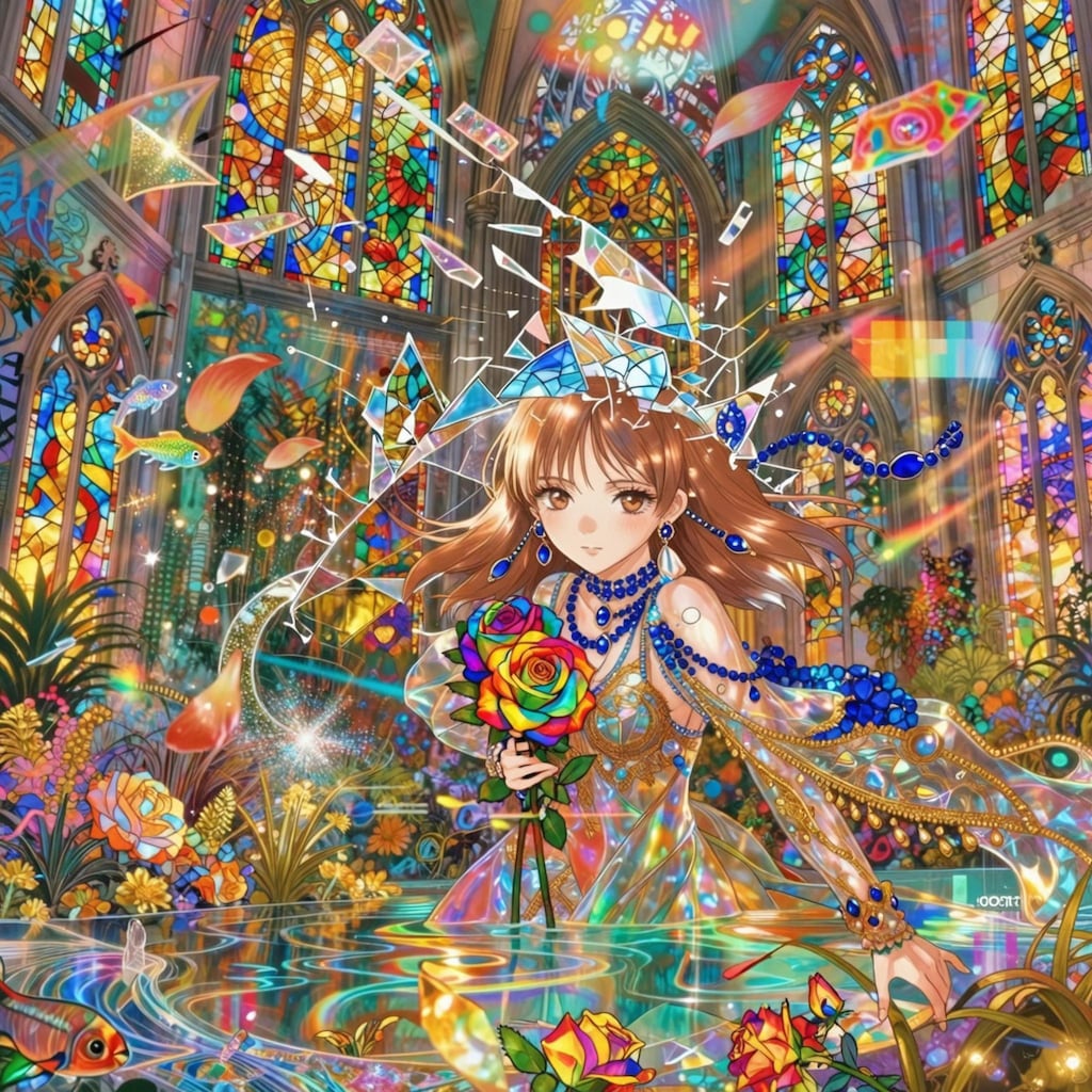 花に囲まれる花娘