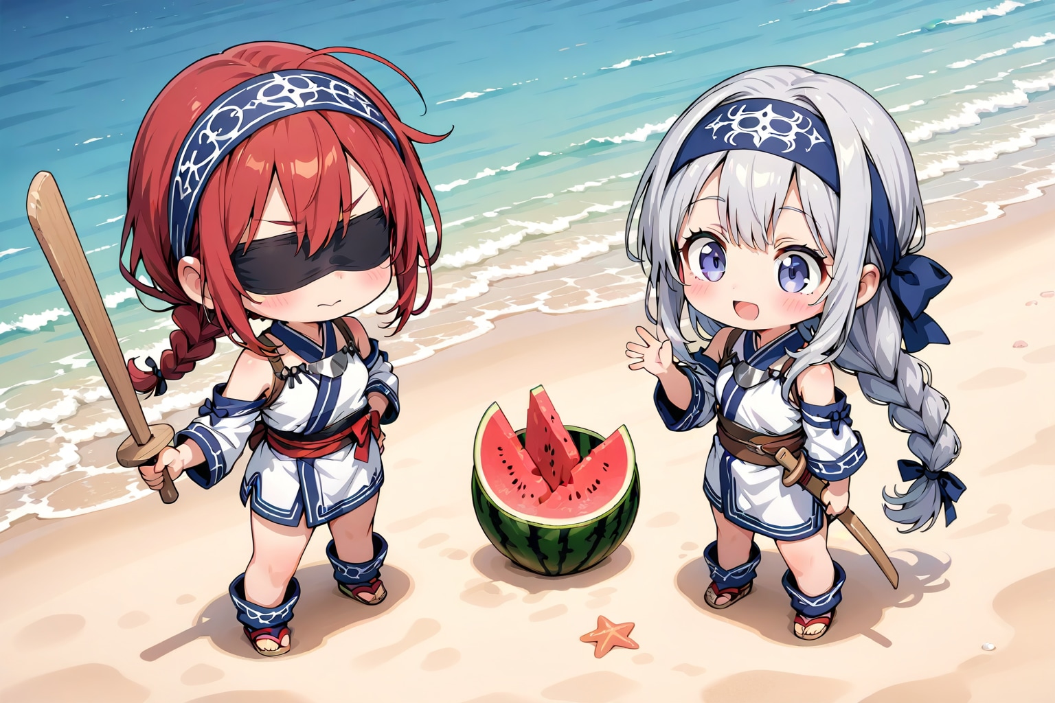 思い出のスイカ割り・・・？ | の人気AIイラスト・グラビア