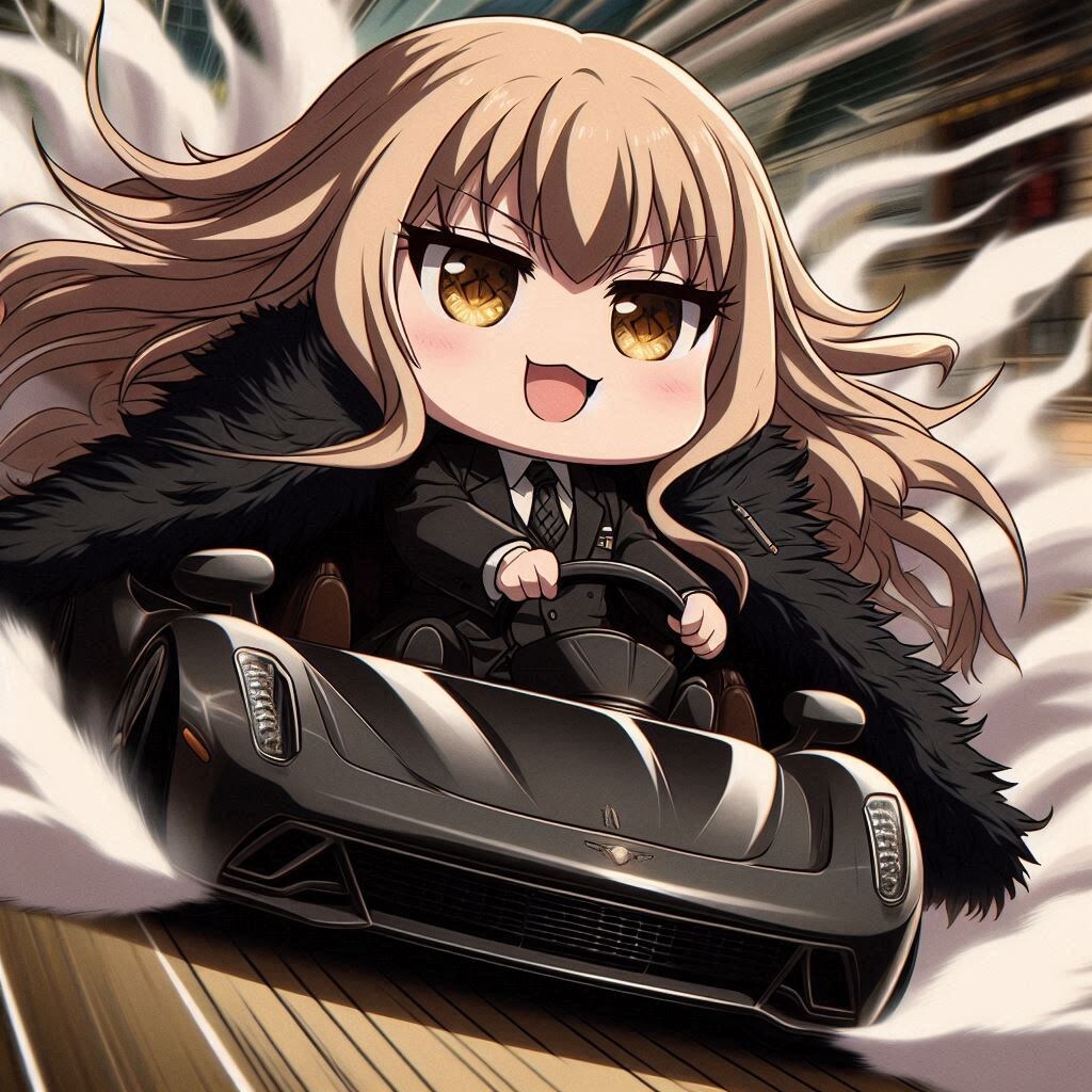 ミニカーで爆走する、ちびエリザベス