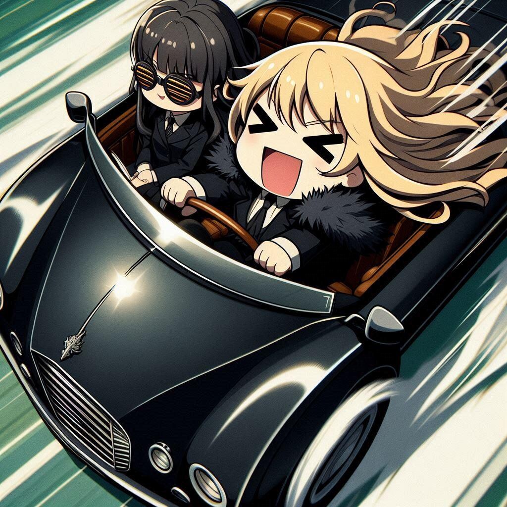 ミニカーで爆走する、ちびエリザベス