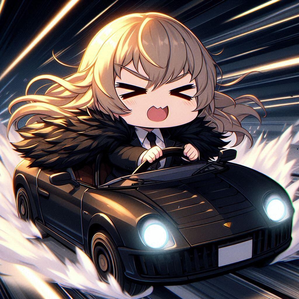 ミニカーで爆走する、ちびエリザベス