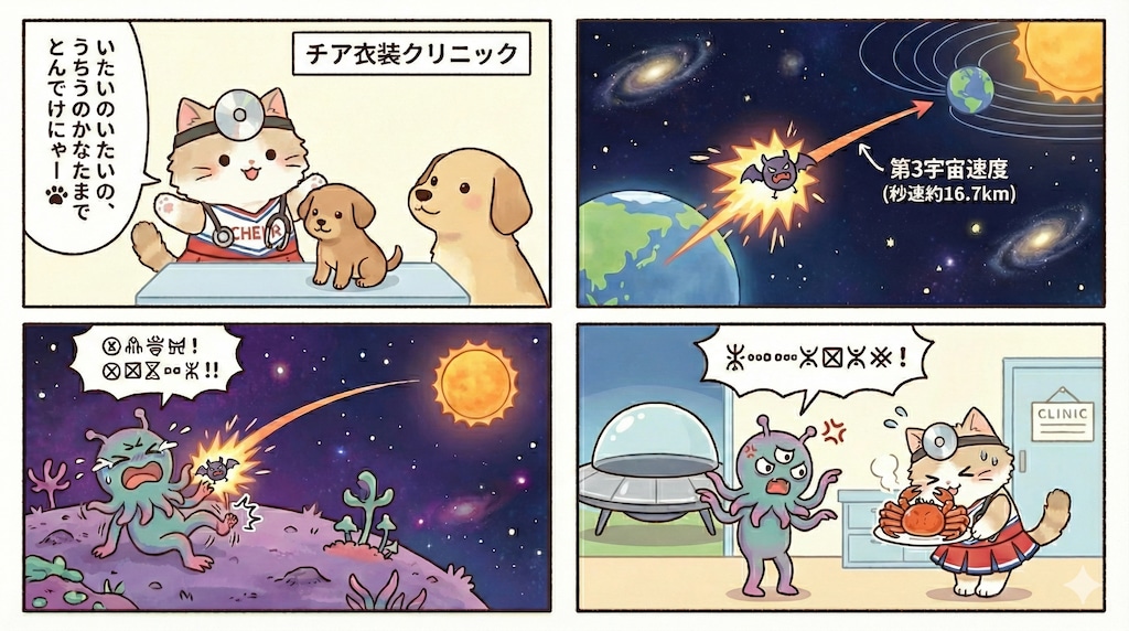 うちうのかなたまで飛ばされた「いたいの」の行方(^ΦωΦ)🐾➰💥👽💢