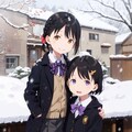 雪の朝の登校 2枚目