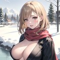 雪景色を楽しむお姉さん・・・のおっぱいを楽しむ 2枚目