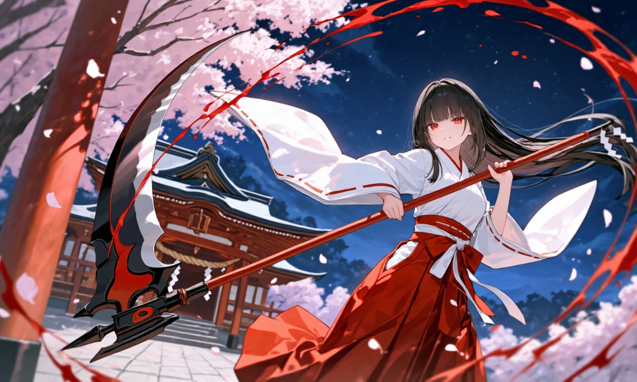 大鎌女子　夜桜嵐 | の人気AIイラスト・グラビア