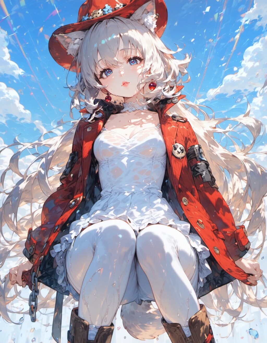 White Wolf in a Crimson Coat