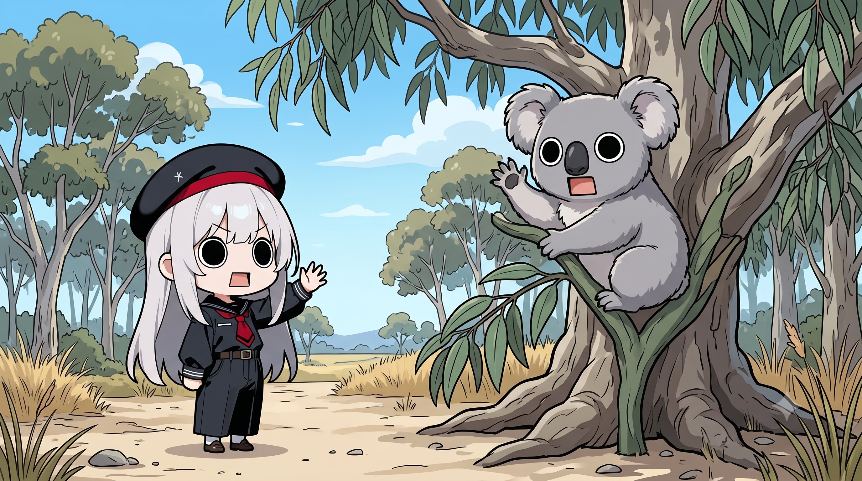 コアラに挨拶するえらいこっちゃ嬢