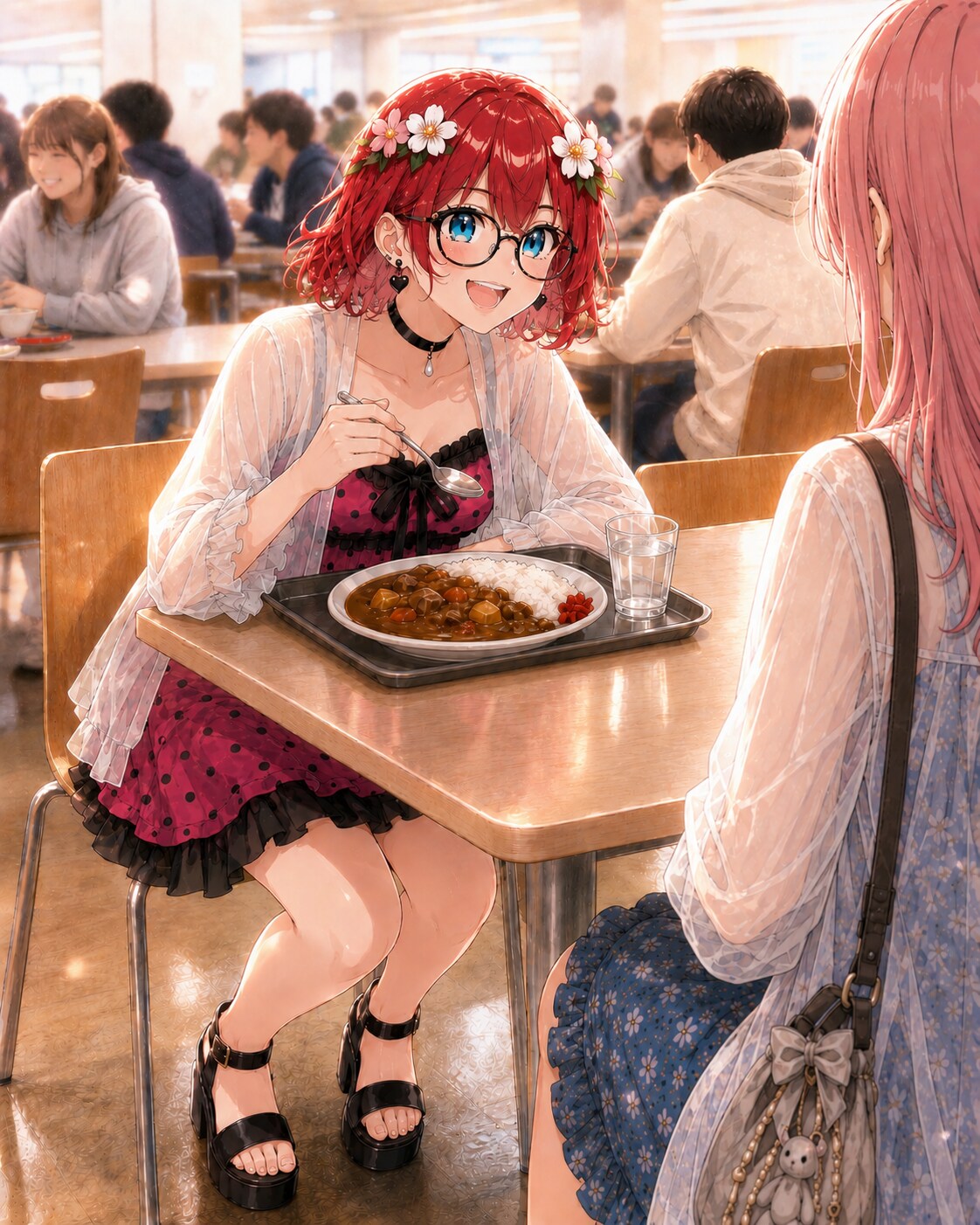 学食で待ち合わせ、昼休みの特等席