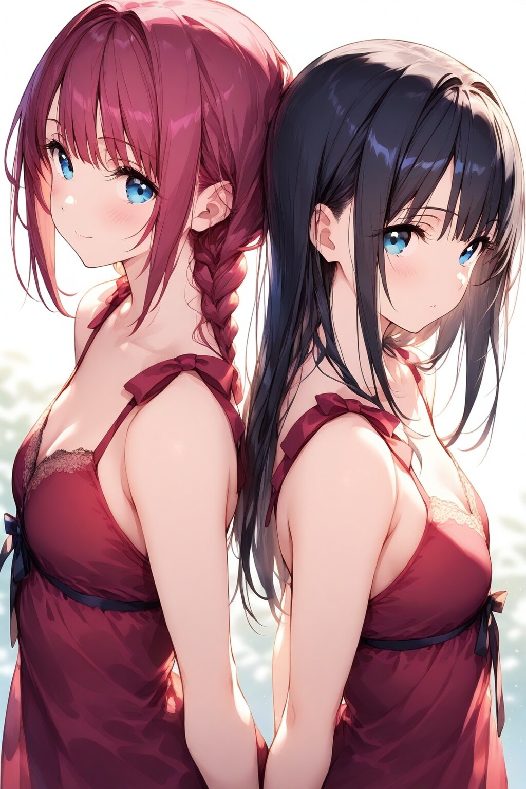 背中合わせ。