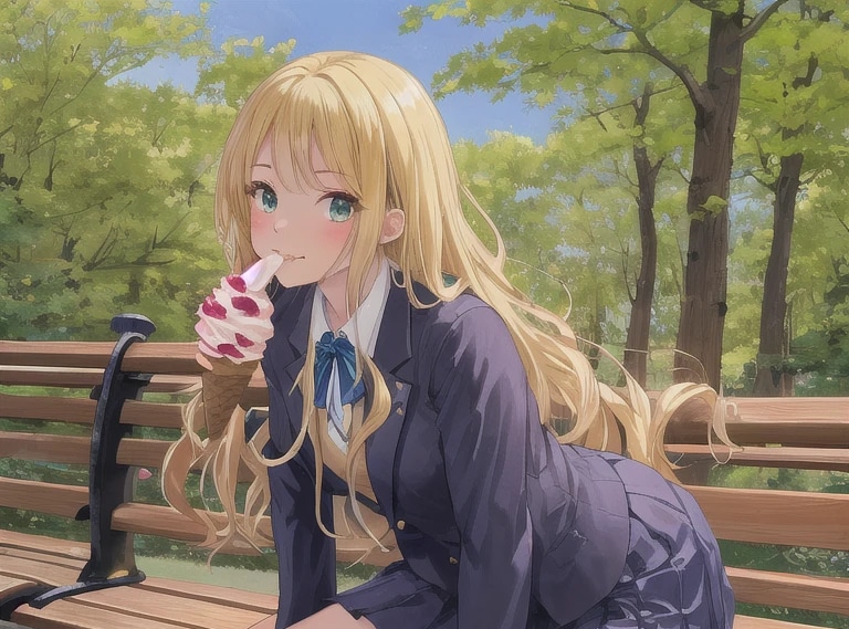 金髪ロングでブレザーの少女１９ | の人気AIイラスト・グラビア