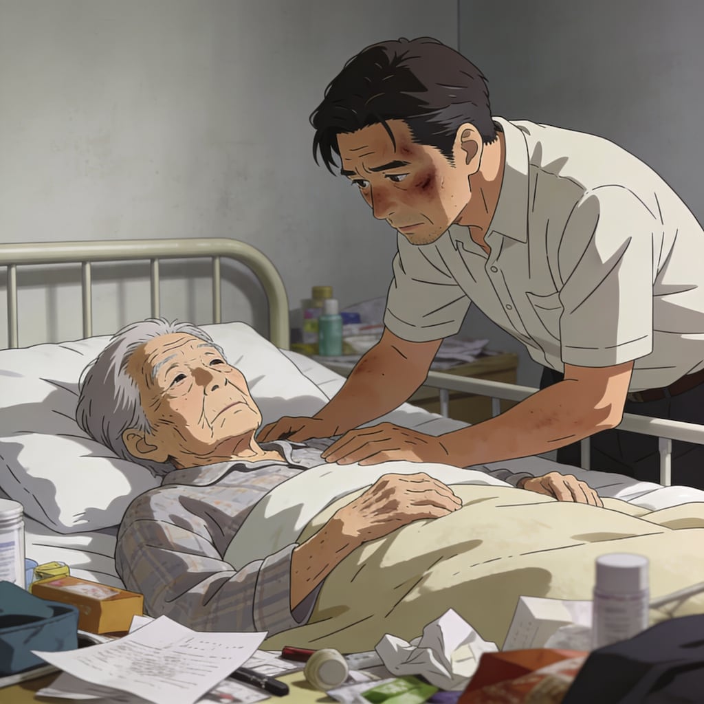 親の介護をする息子