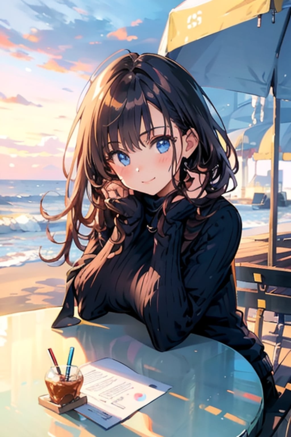 黒いセーターの彼女