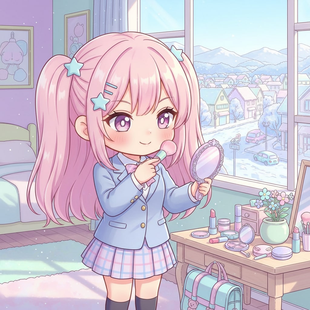 ももツイさん。朝メイク。冬