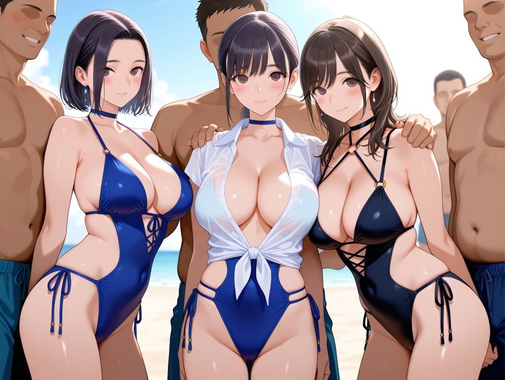 ビーチで人気者の彼女たち