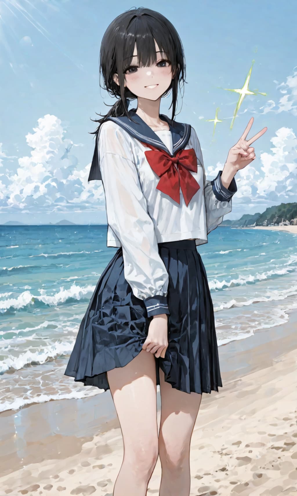 ビーチのセーラー服