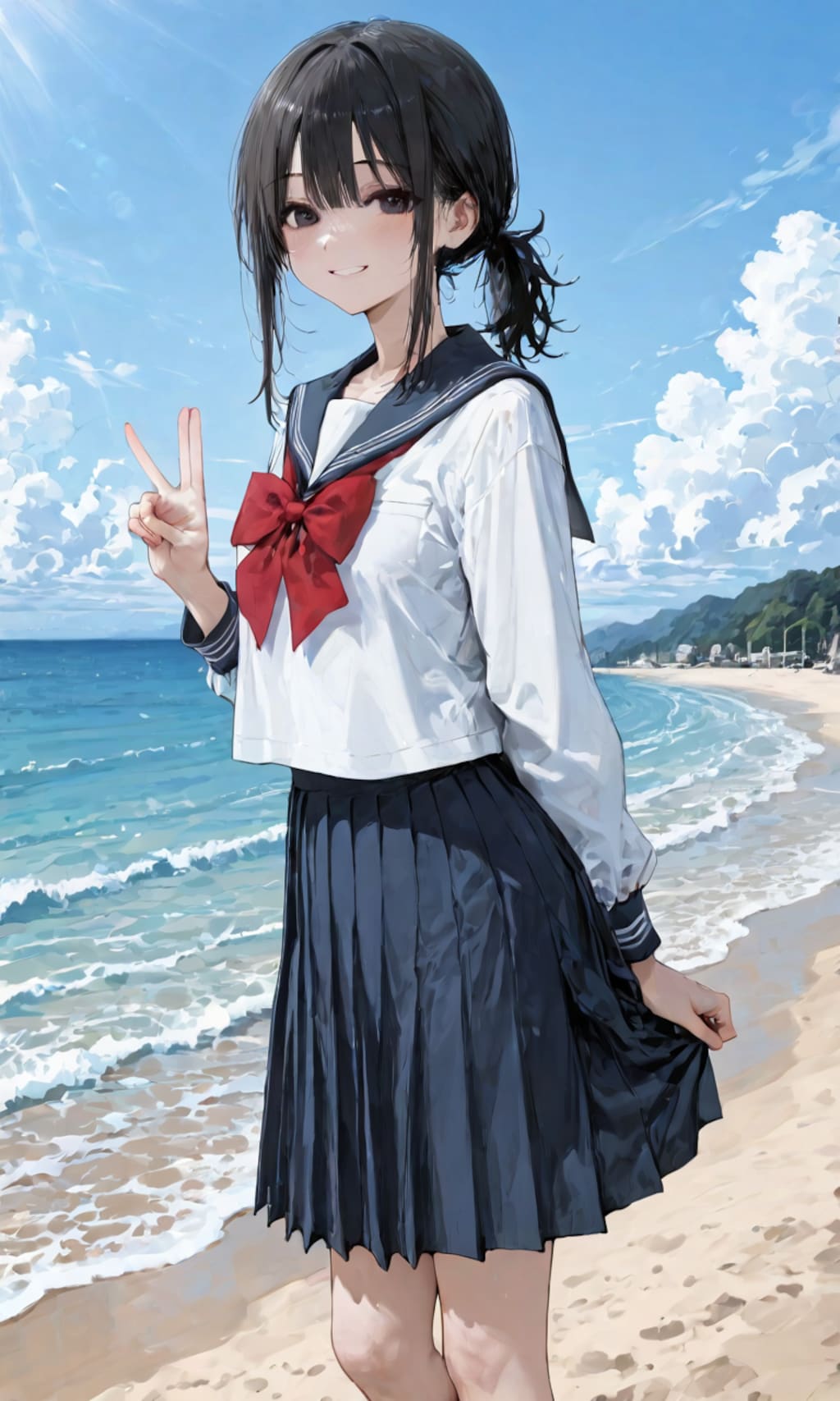 ビーチのセーラー服