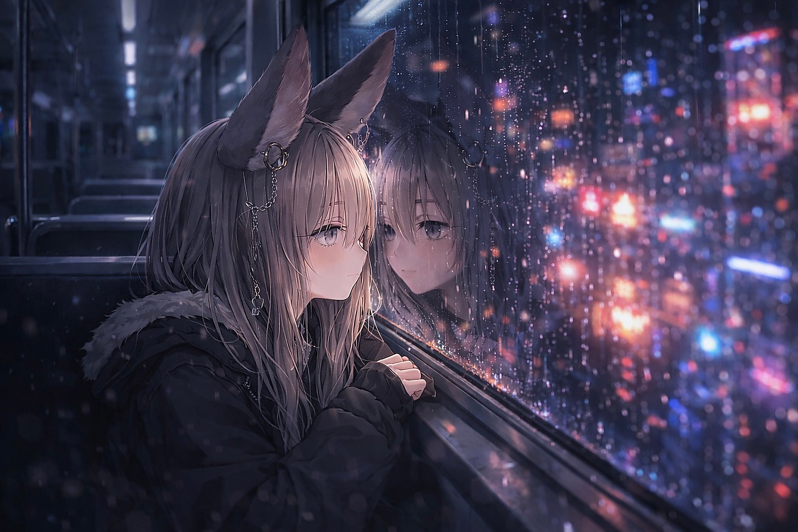 電車からの夜景 | の人気AIイラスト・グラビア