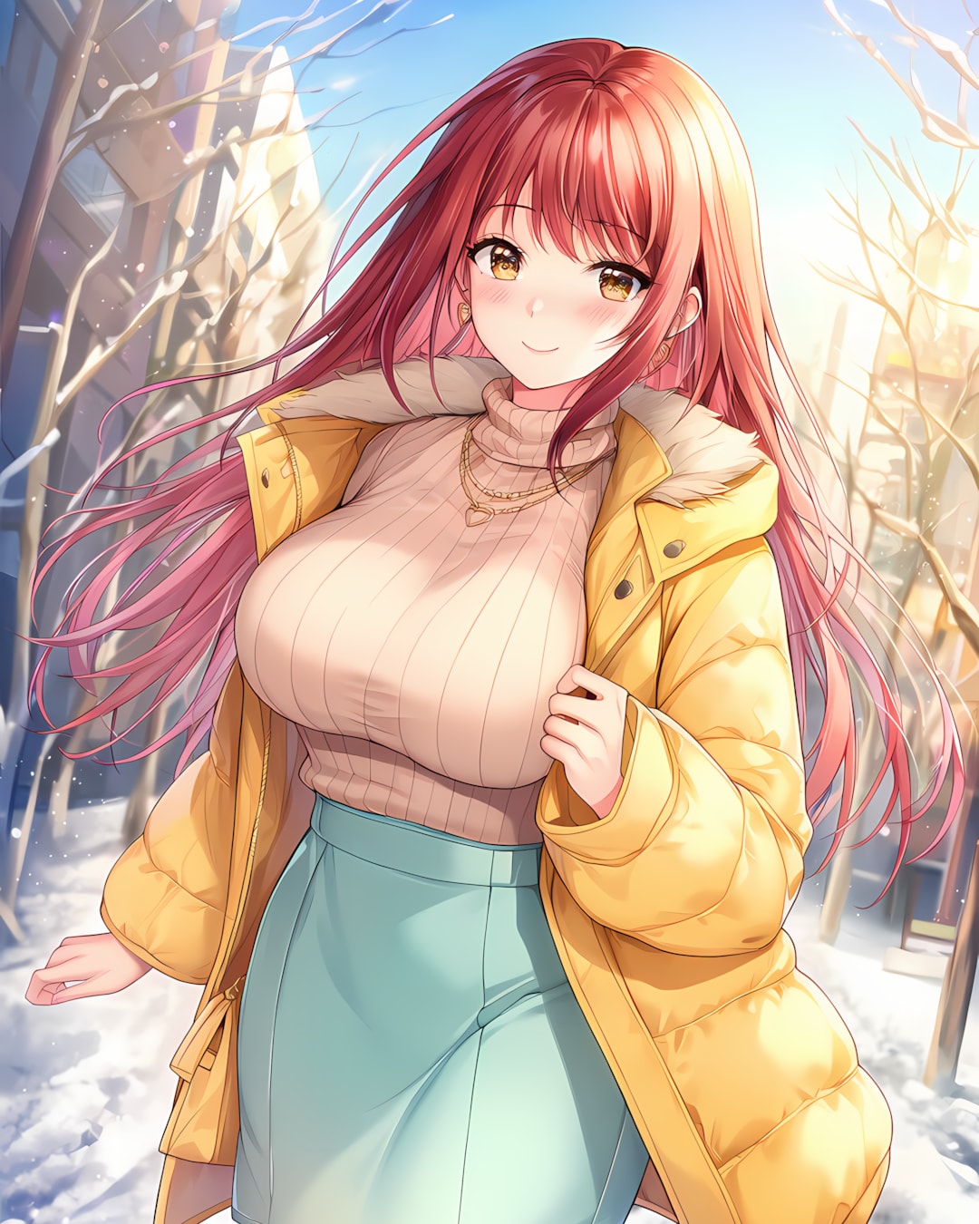 ❄️イエローダウン冬朝コーデ♡ | の人気AIイラスト・グラビア