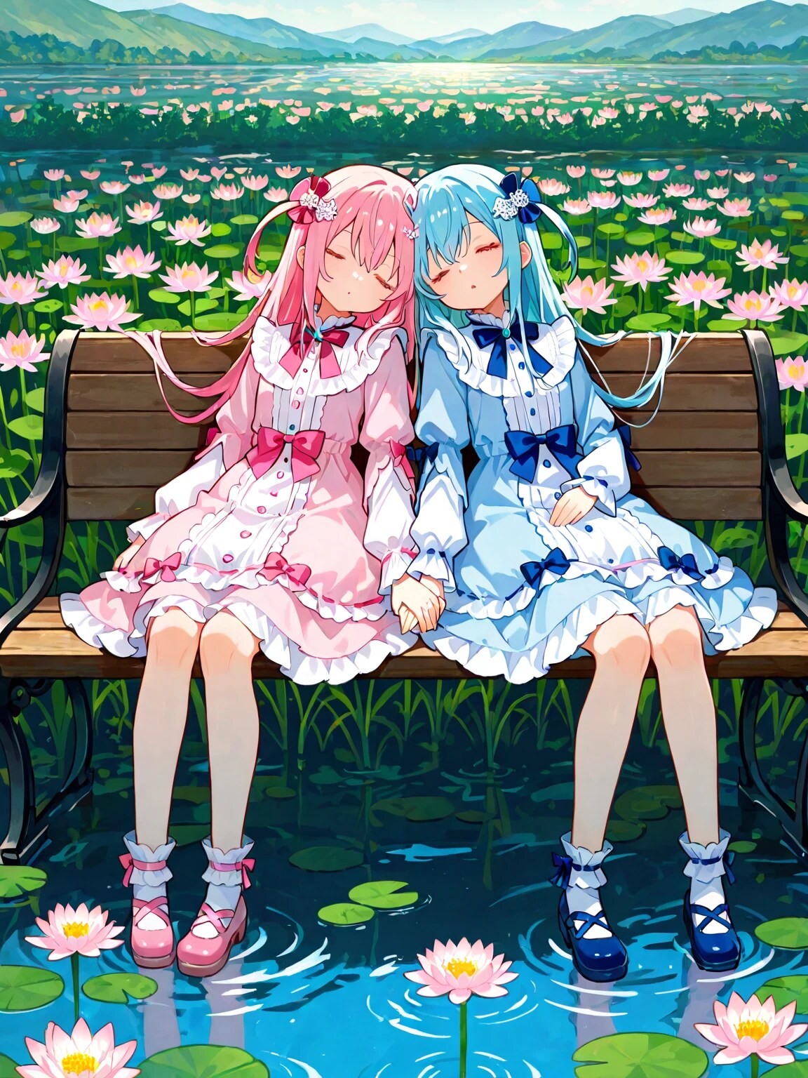 睡蓮と少女たち | の人気AIイラスト・グラビア