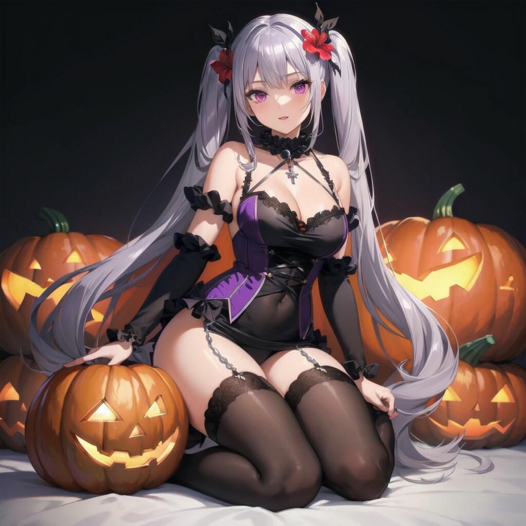 銀髪ツインテちゃんハロウィンコス3