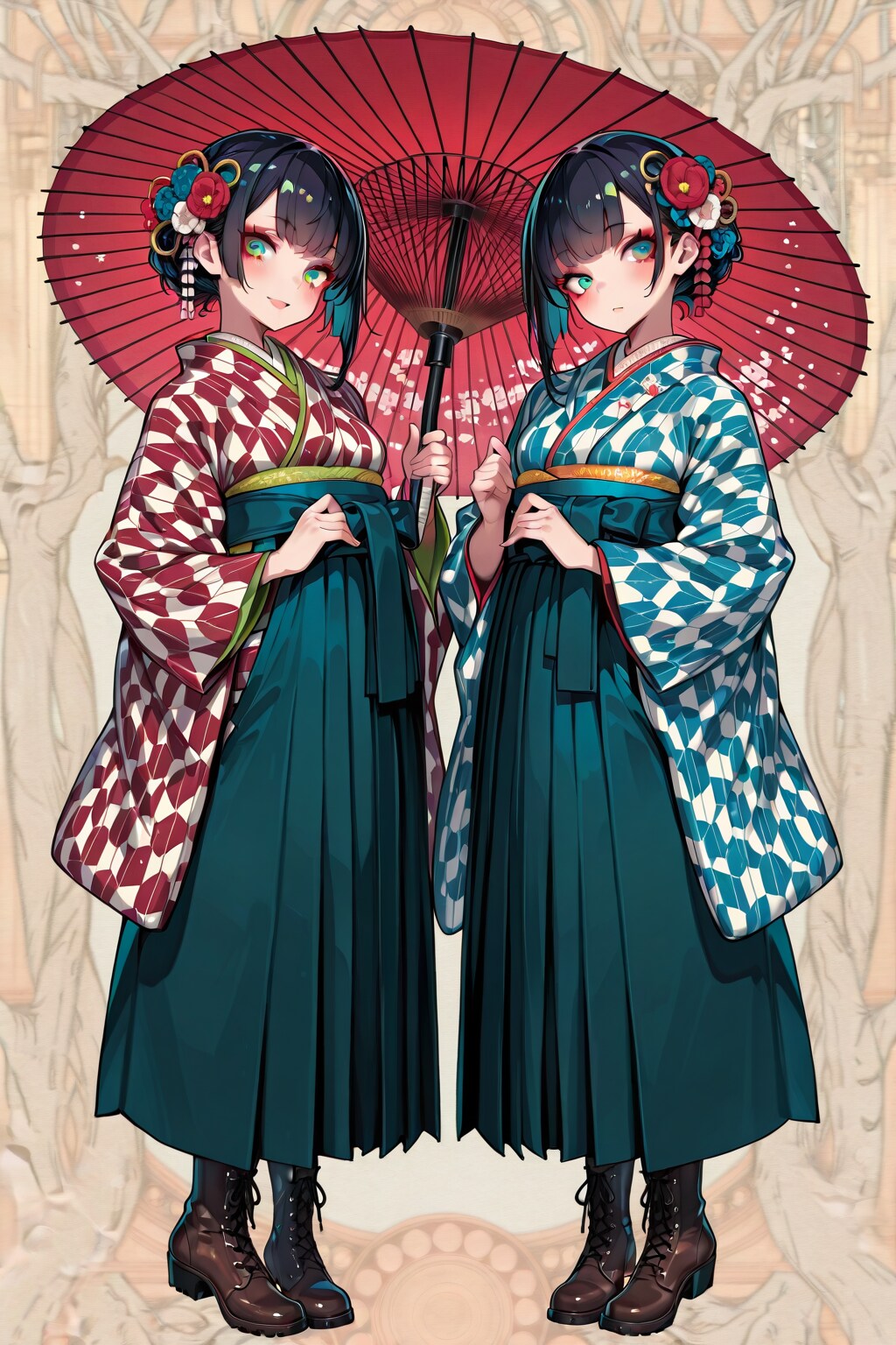 着物と唐傘　#大正ロマン