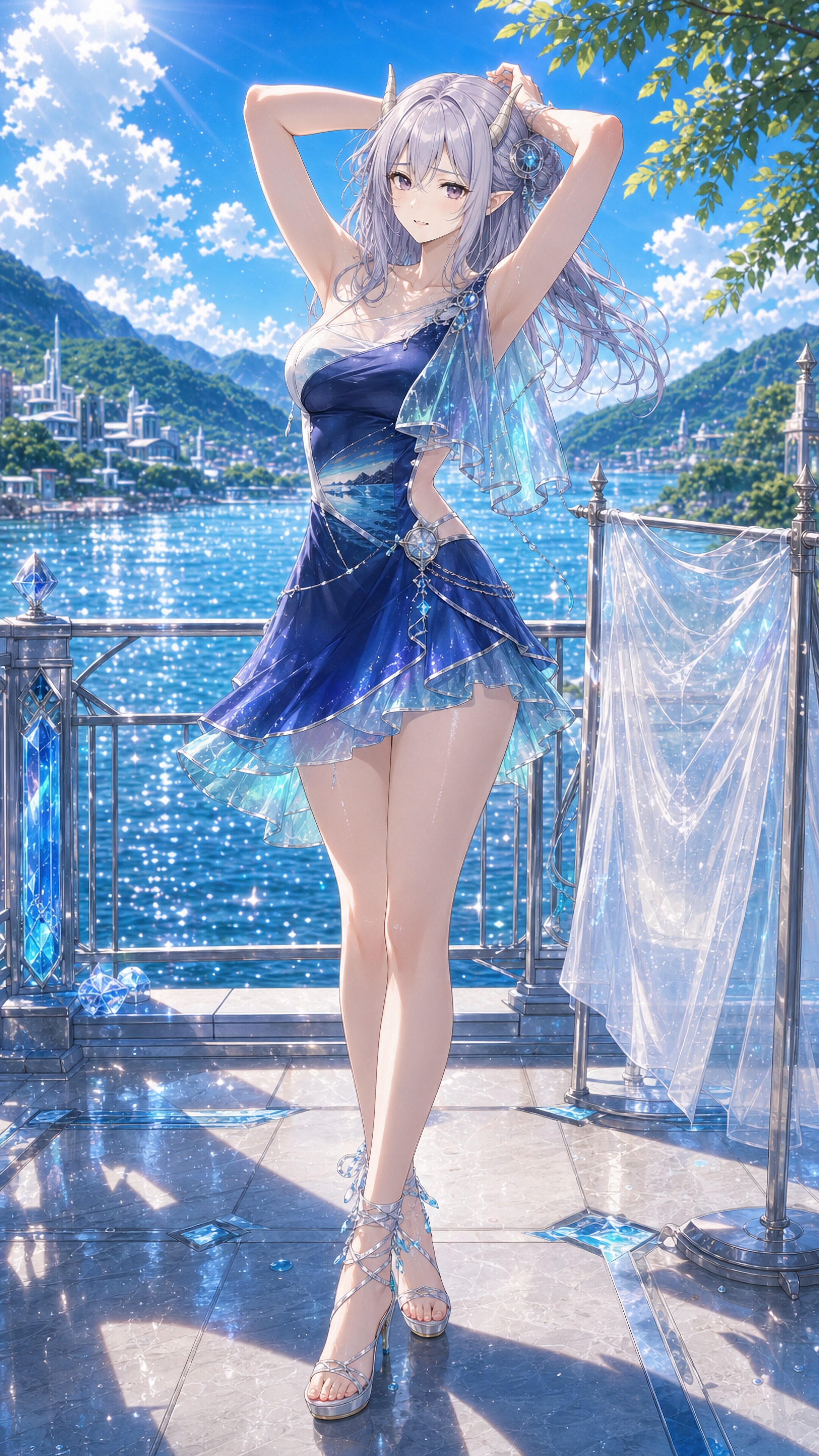 星雫をまとう水辺の午後
