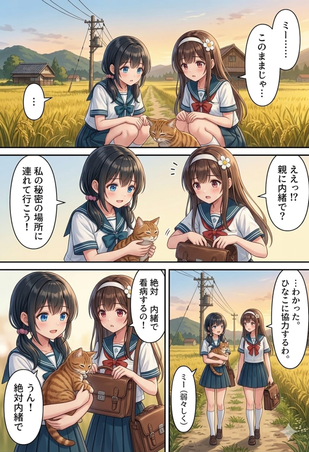 夕暮れのひだまり猫