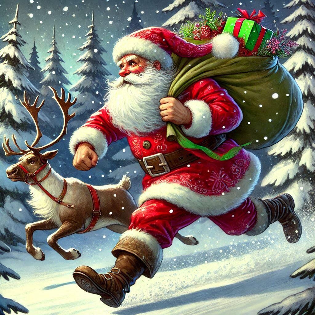 「ソリが壊れた～間に合うかトナカイ？」