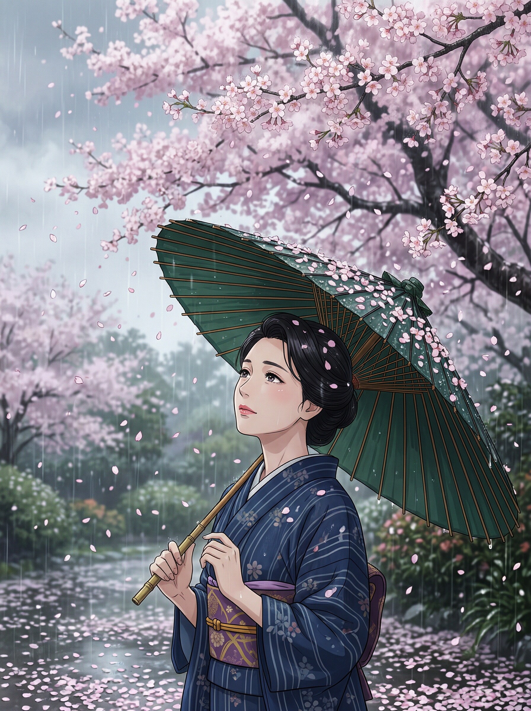 主婦和夢さん・40歳と花散らしの雨 | の人気AIイラスト・グラビア