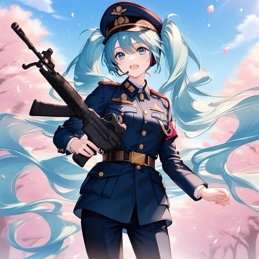 ミリタリーミクと桜