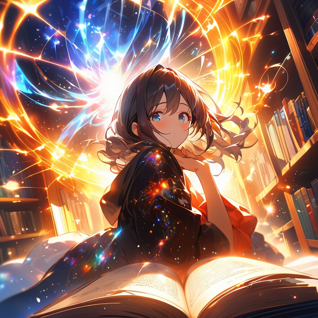 量子力学の本を読む少女