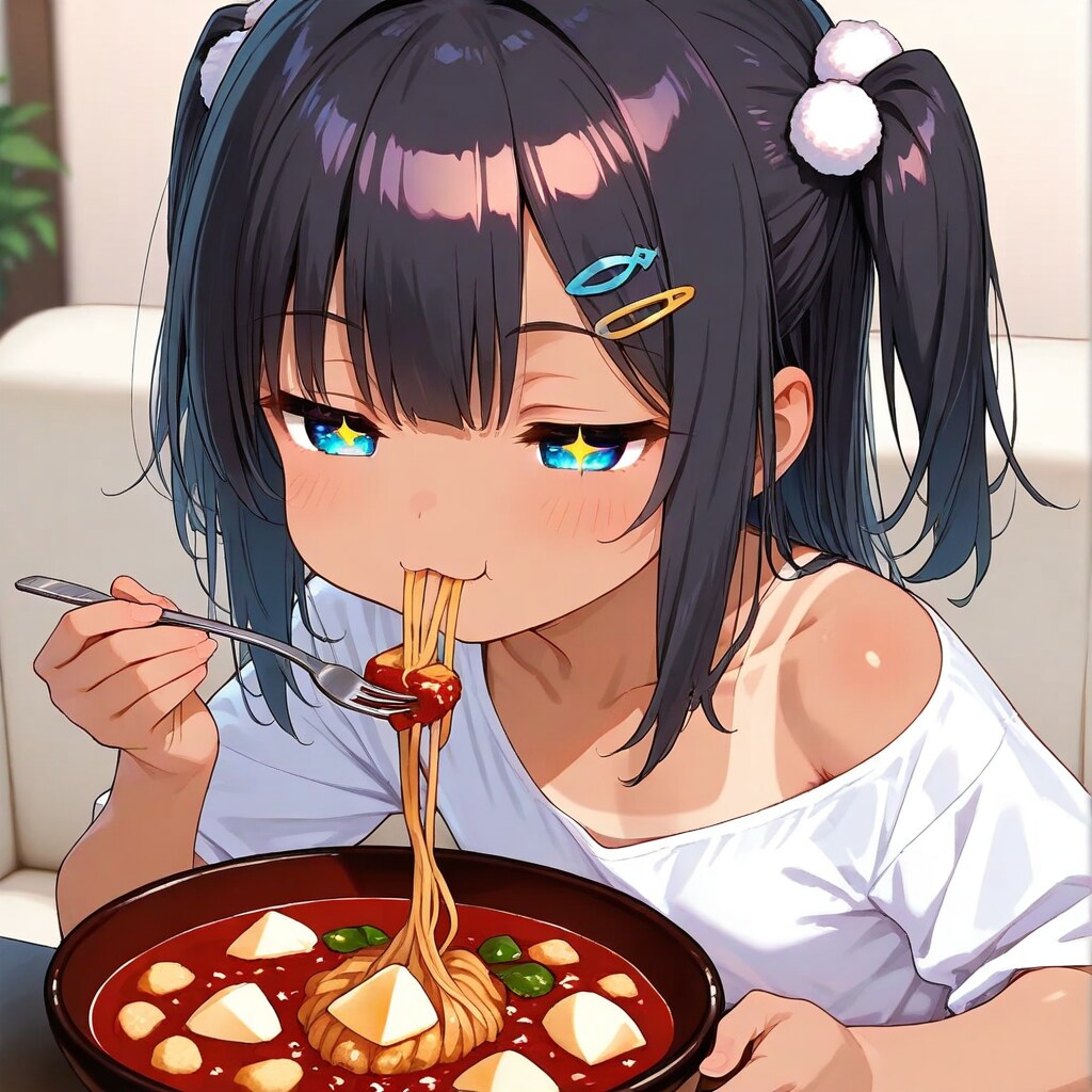 スパゲッティを食べるこなつちゃん