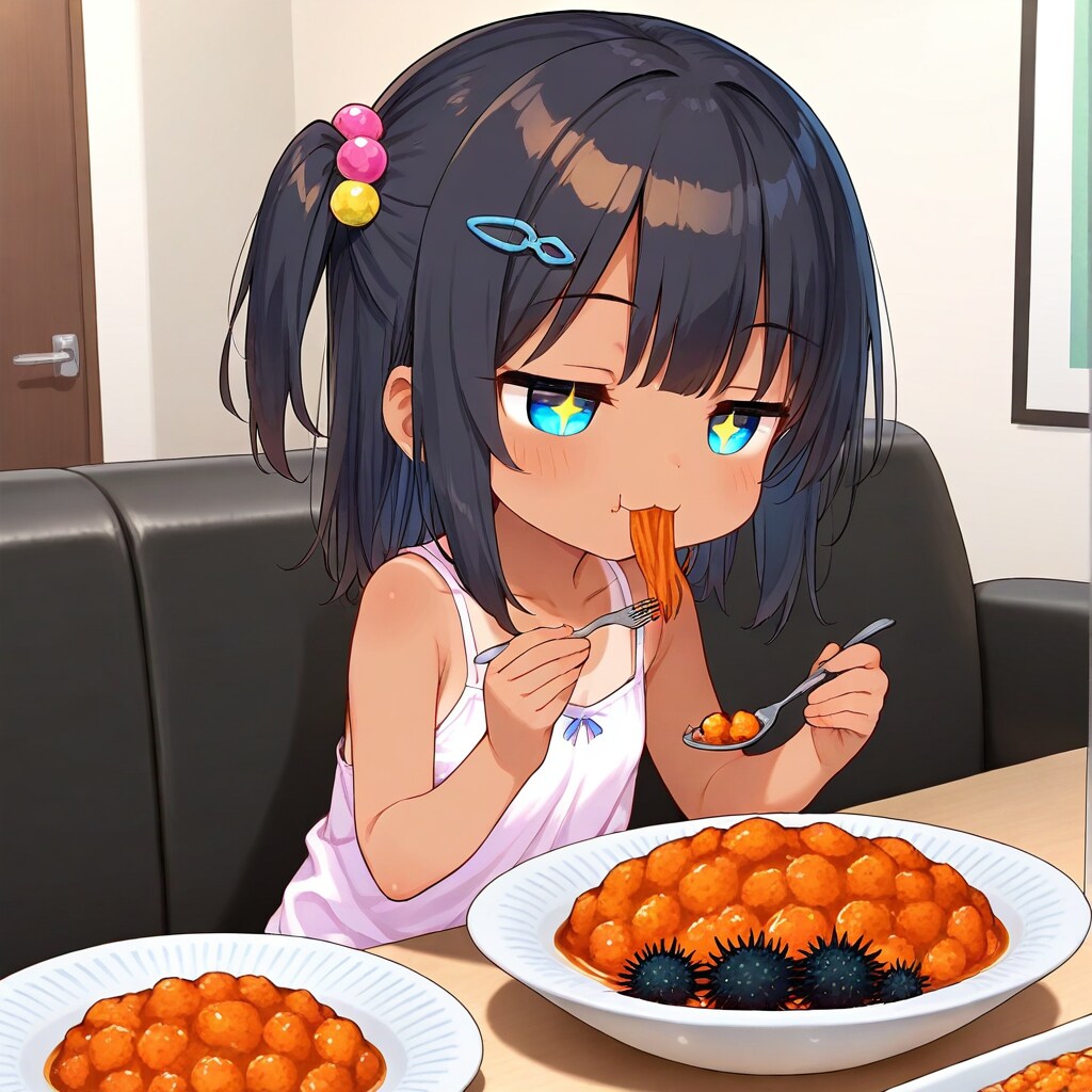 スパゲッティを食べるこなつちゃん