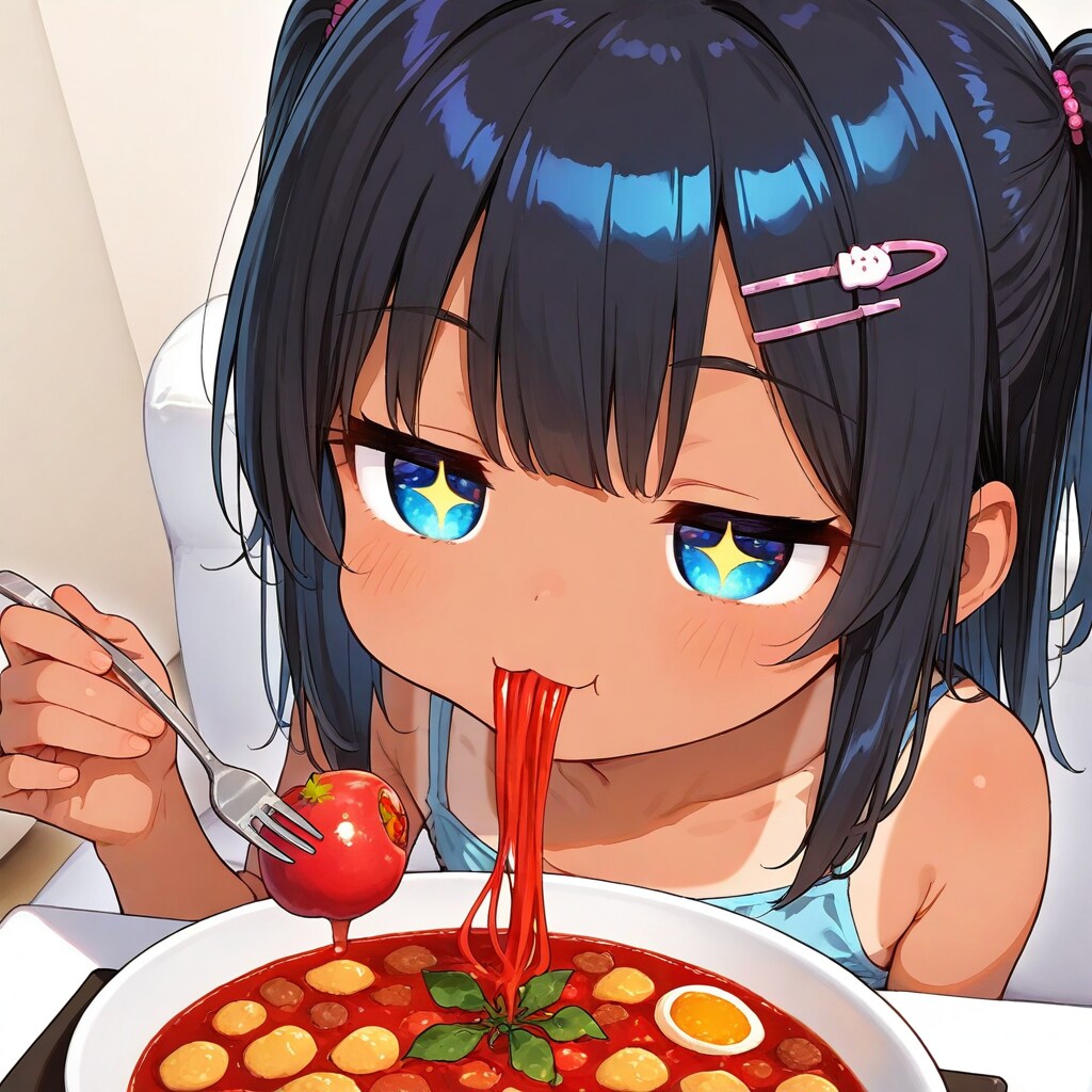 スパゲッティを食べるこなつちゃん
