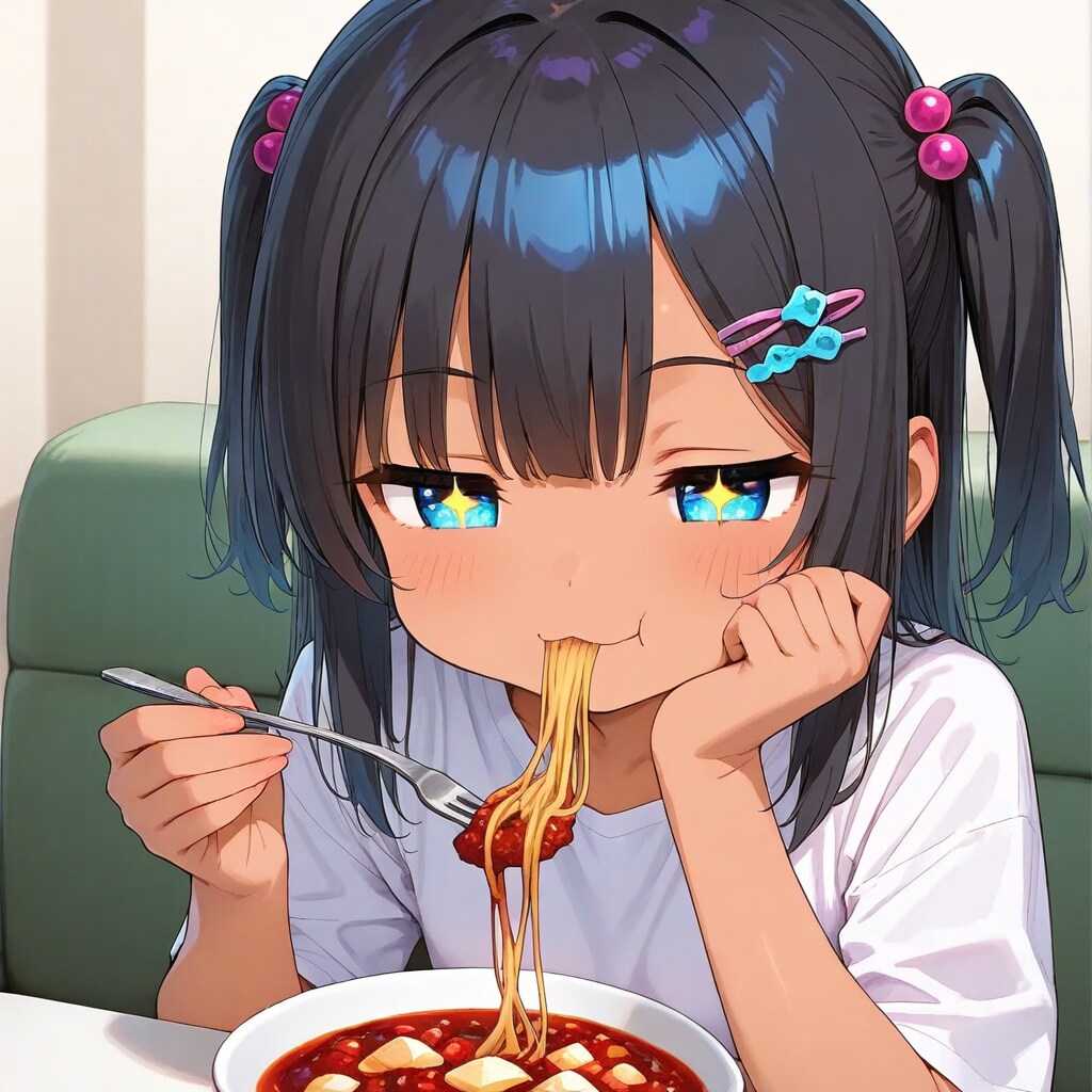 スパゲッティを食べるこなつちゃん