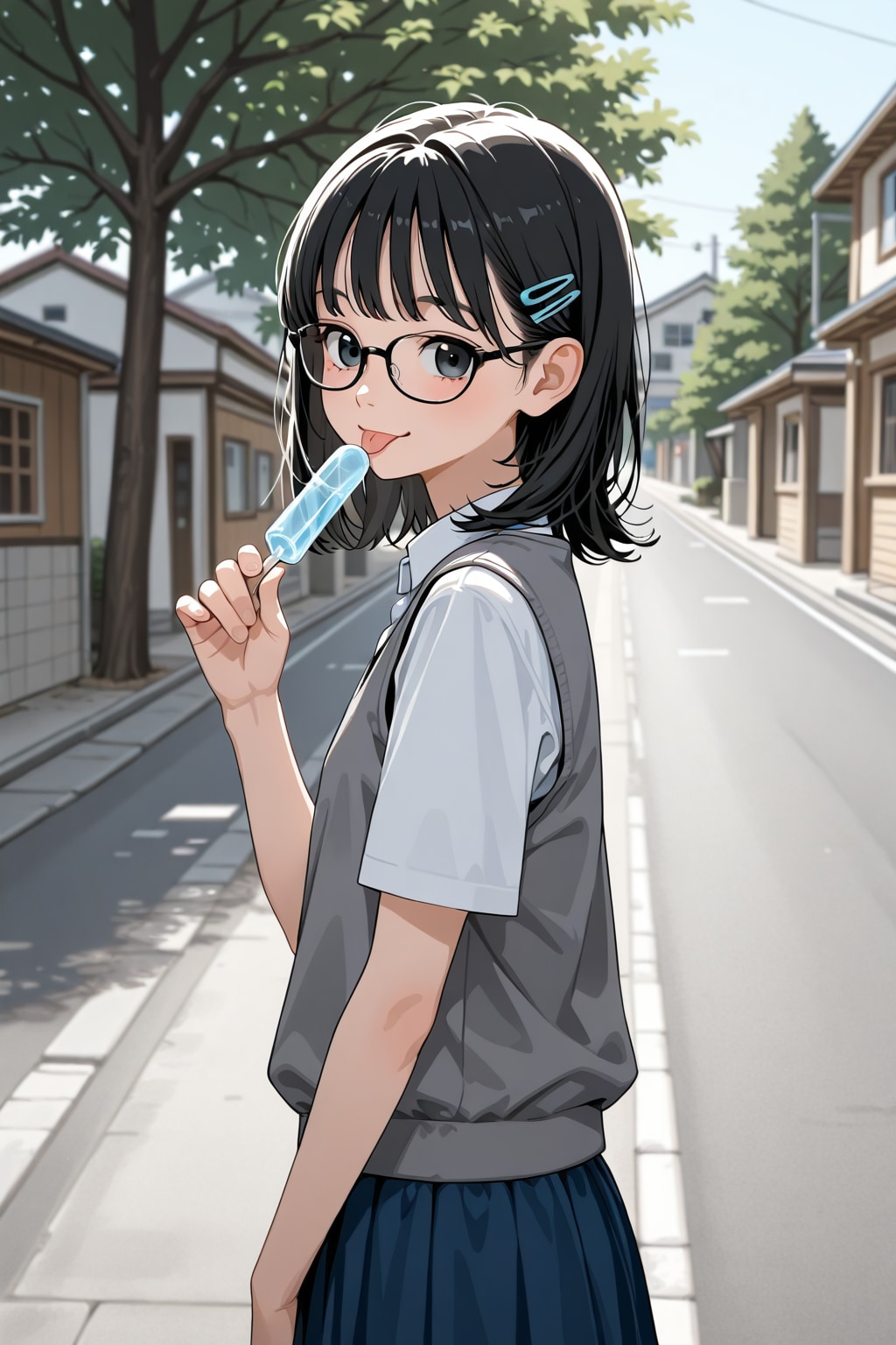 眼鏡×公立ダサ制服女子６９ | の人気AIイラスト・グラビア