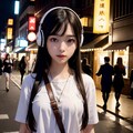 夜の街を歩く女子高生 2枚目