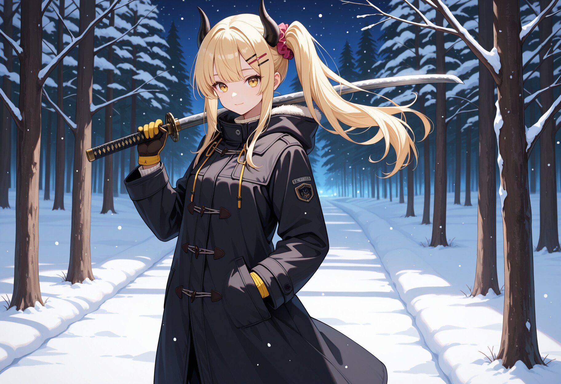 夜道と刀と女鬼高生さん | の人気AIイラスト・グラビア