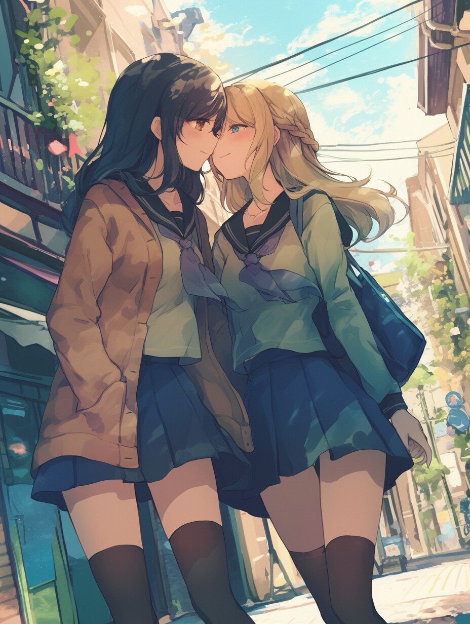 キスしたい二人のJK94 | の人気AIイラスト・グラビア