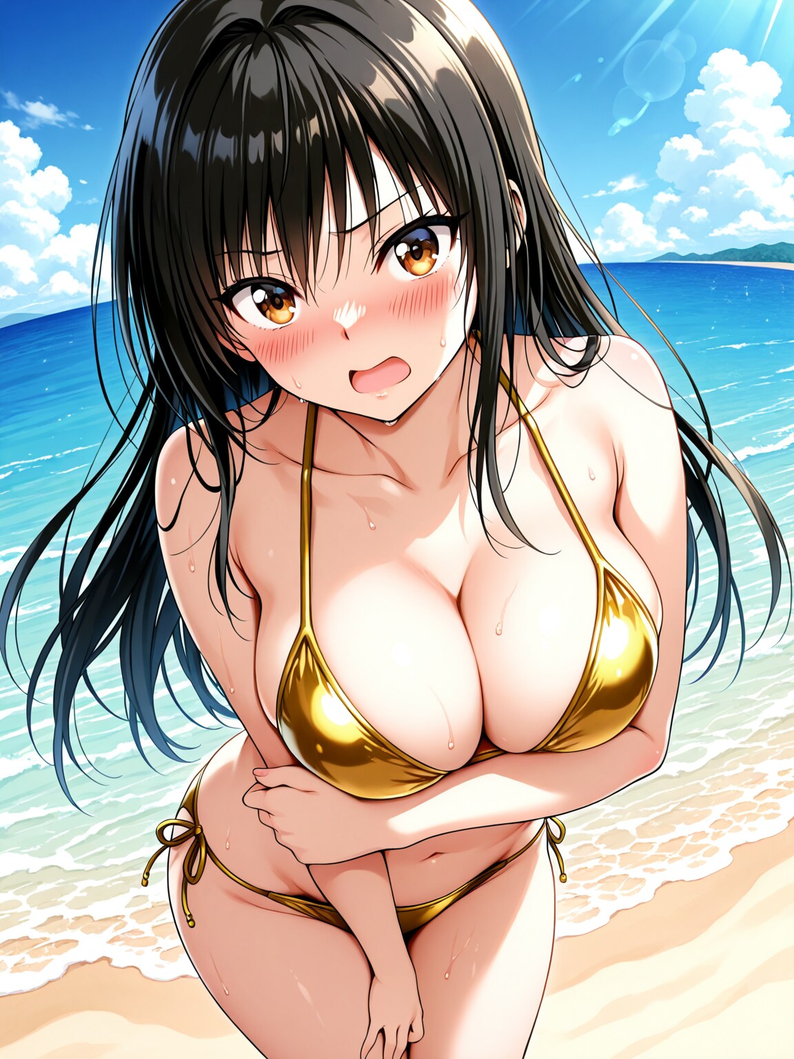 金色ビキニの古手川さん。