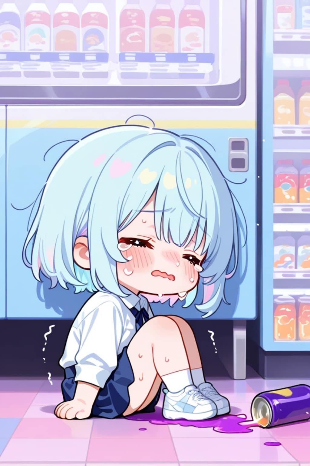 泣いている青髪ちゃん