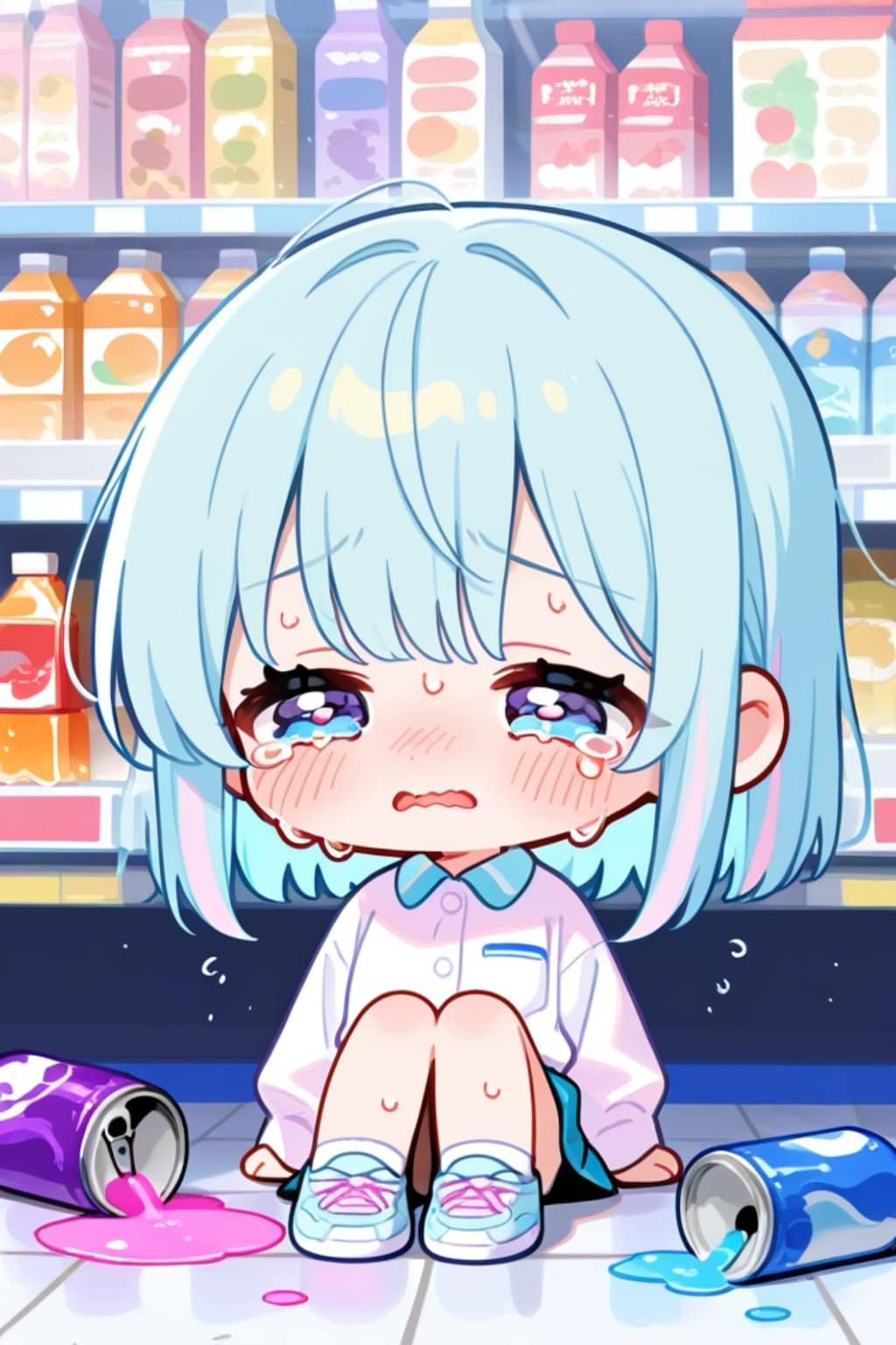 泣いている青髪ちゃん