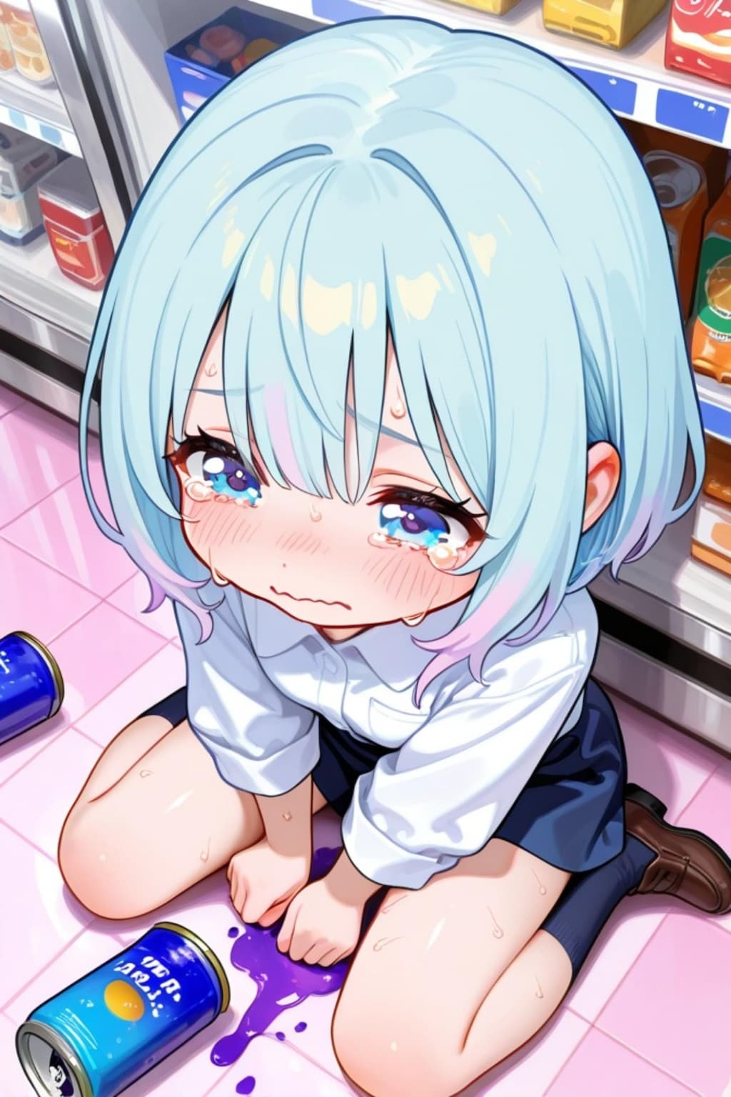 泣いている青髪ちゃん