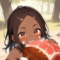お肉を食べる部族の子。 3枚目