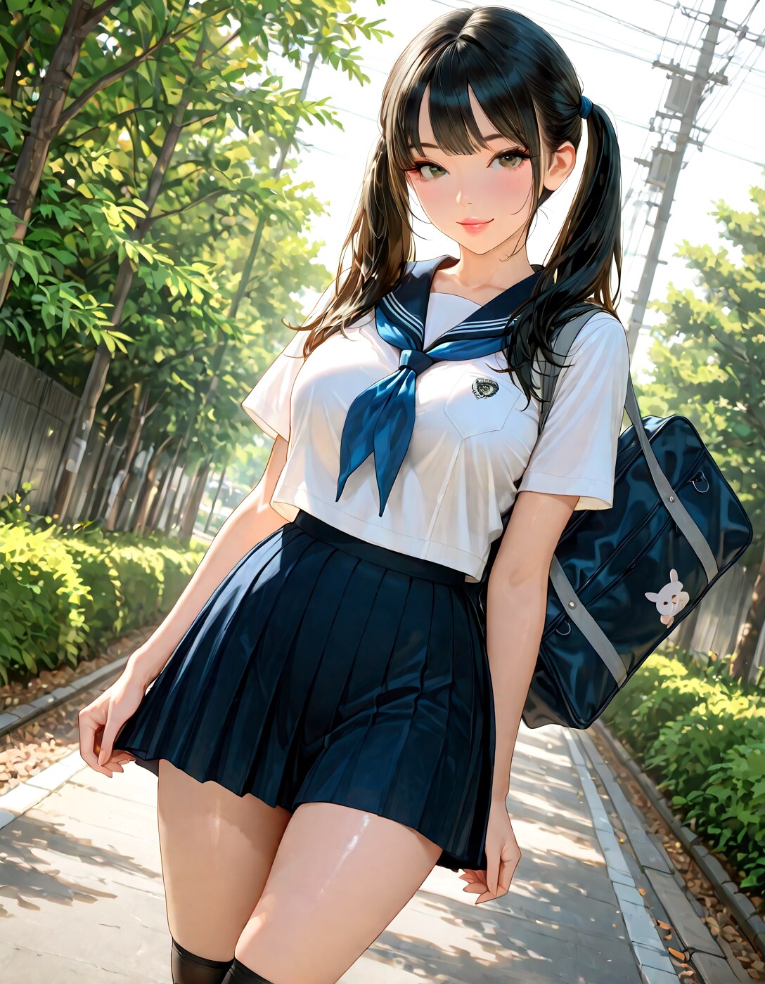 巨乳美少女通学路②