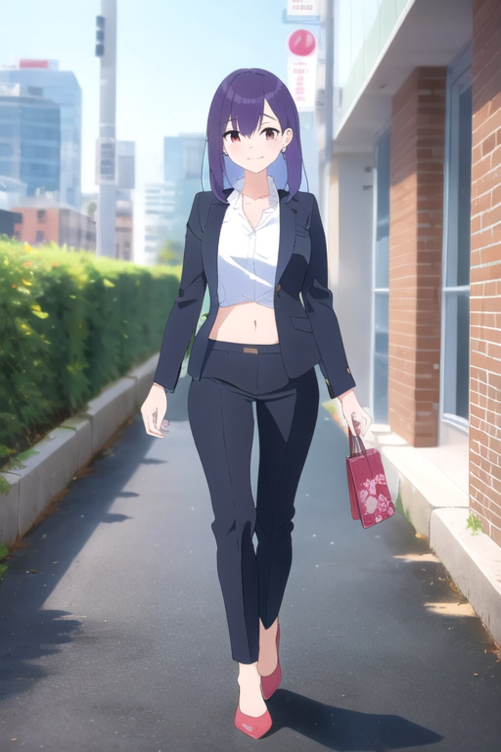 へそ出しスーツお姉さん