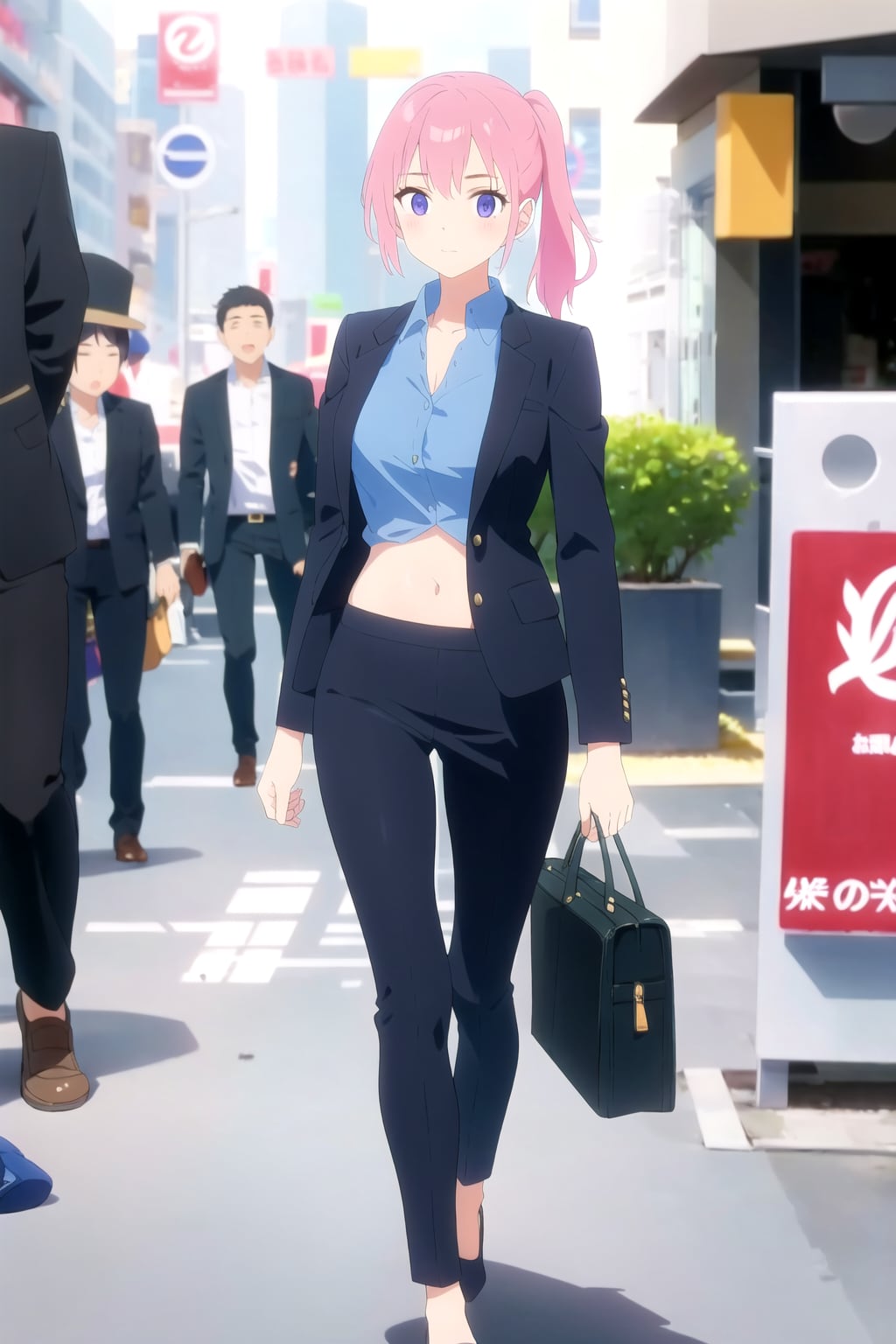 へそ出しスーツお姉さん