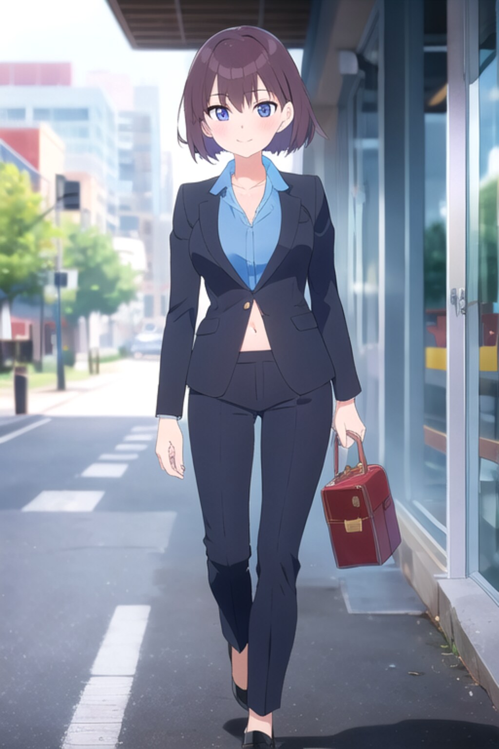 へそ出しスーツお姉さん